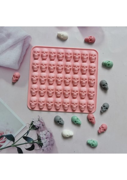 011 Pembe 40 Kavite Kafatası Buz Küpü Silikon Kalıp Cadılar Bayramı Yaratıcı Dekorasyon Yeniden Kullanılabilir Dıy Şeker Viski Çikolata Sabun Mutfak Aksesuarı (Yurt Dışından) indirimleri