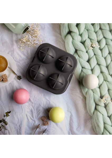 Blake Silikon 4 Kavite Küre Buz Küpü Kalıp Ev Mutfak Buz Topu Yuvarlak Jöle Yapma Kalıp Kokteyl Viski Içecek (Yurt Dışından) modelleri