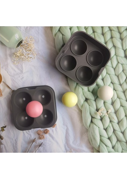 Blake Silikon 4 Kavite Küre Buz Küpü Kalıp Ev Mutfak Buz Topu Yuvarlak Jöle Yapma Kalıp Kokteyl Viski Içecek (Yurt Dışından) indirimleri