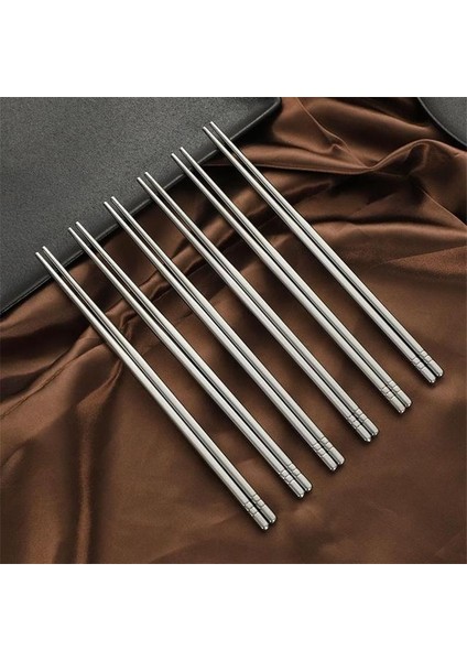 5 Çift 5 Çift Çin Yemek Çubukları Metal Yeniden Kullanılabilir Suşi Çubukları Kaymaz Paslanmaz Çelik Yemek Çubukları Bulaşık Makinesinde Yıkanabilir (Yurt Dışından)
