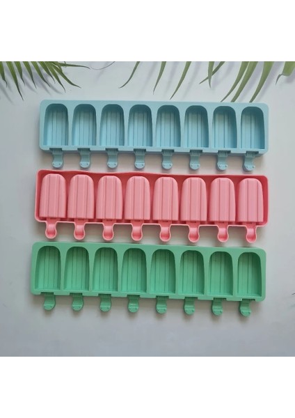 012 Mavi 8-Kavite Silikon Dondurma Kalıp Elmas Çift Oluk Dıy Ev Yapımı Popsicle Kalıpları Tatlı Buz Pop Lolly Maker Yeniden Kullanılabilir Aracı (Yurt Dışından)