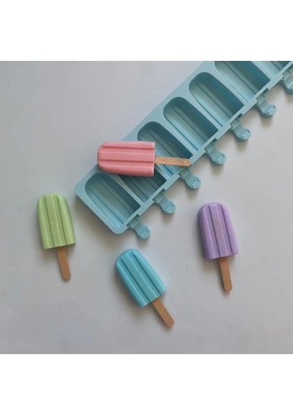 012 Mavi 8-Kavite Silikon Dondurma Kalıp Elmas Çift Oluk Dıy Ev Yapımı Popsicle Kalıpları Tatlı Buz Pop Lolly Maker Yeniden Kullanılabilir Aracı (Yurt Dışından)