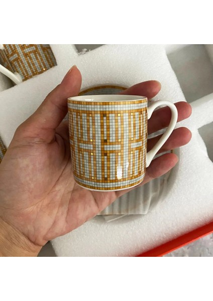 Stil 10 Altın 6 Adet Türk Espresso Bardak Tabakları ile Seramik Bardak Seti Siyah Çay Kahve Mutfak Parti Içecek Eşyası Ev Dekor Hediyeler (Yurt Dışından)