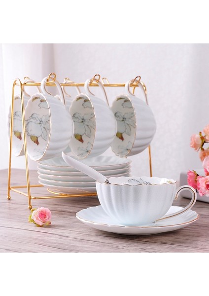 1 Adet-B 1-6 Adet Pembe Romantik Kabak Kahve Fincan Seti Mutfak Aksesuarları Kemik Çini Seramik Çay Bardağı Organizatör Ingilizce Öğleden Sonra Kırmızı Çay (Yurt Dışından) modelleri