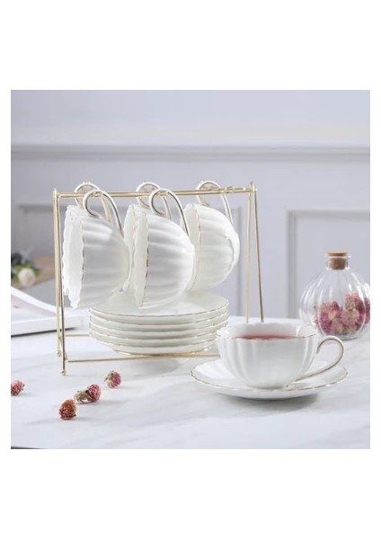 1 Adet-B 1-6 Adet Pembe Romantik Kabak Kahve Fincan Seti Mutfak Aksesuarları Kemik Çini Seramik Çay Bardağı Organizatör Ingilizce Öğleden Sonra Kırmızı Çay (Yurt Dışından) fırsatları