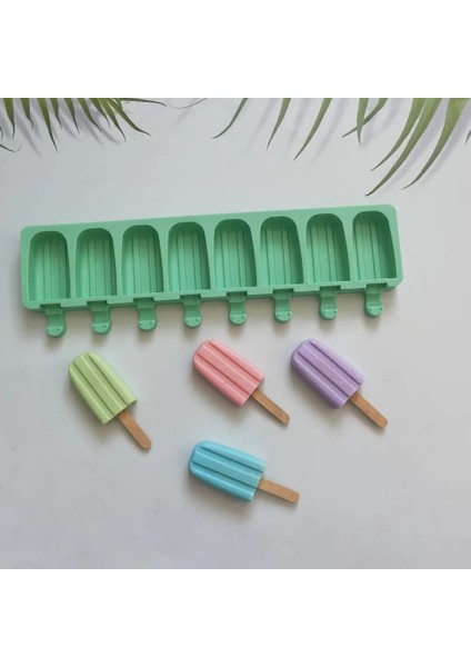012 Mavi 8-Kavite Silikon Dondurma Kalıp Elmas Çift Oluk Dıy Ev Yapımı Popsicle Kalıpları Tatlı Buz Pop Lolly Maker Yeniden Kullanılabilir Aracı (Yurt Dışından)