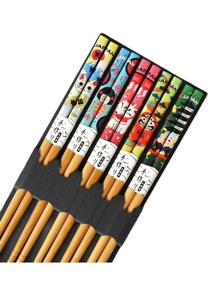 Yeni E 5 Çift 5 Çift El Yapımı Doğal Bambu Ahşap Çubuklar Kullanımlık Suşi Gıda Sopa Hediye Sofra Kore Çubuklarını Set Sevimli Yemek Çubukları (Yurt Dışından)