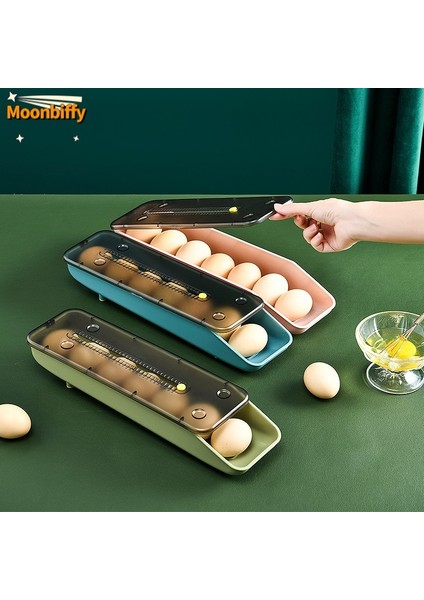 Mavi Otomatik Yuvarlanan Yumurta Saklama Kutusu Plastik Saklama Kabı Mutfak Buzdolabı Depolama Organizasyonu Yumurta Tutucu Sepet Karton Tepsi (Yurt Dışından) fiyatları