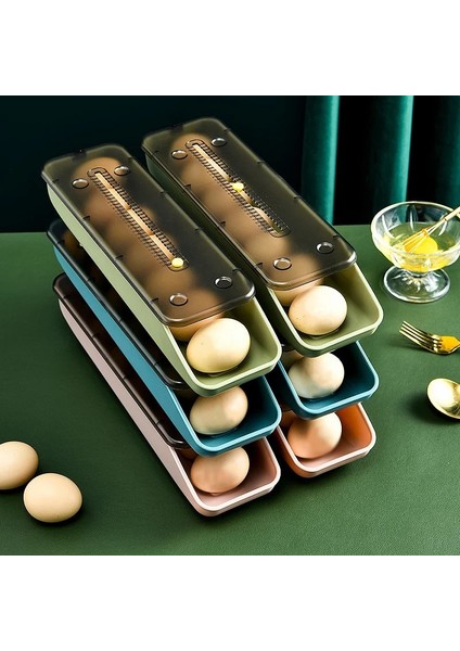 Mavi Otomatik Yuvarlanan Yumurta Saklama Kutusu Plastik Saklama Kabı Mutfak Buzdolabı Depolama Organizasyonu Yumurta Tutucu Sepet Karton Tepsi (Yurt Dışından) modelleri