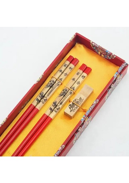 Q Hediye Çubuk Iş Hediye Çin Ahşap Ejderha Tahıl Düğün Hediyesi Çubuklarını Seti Çubuk Tutucu Çubuk Dinlenme Çubuklarını (Yurt Dışından)