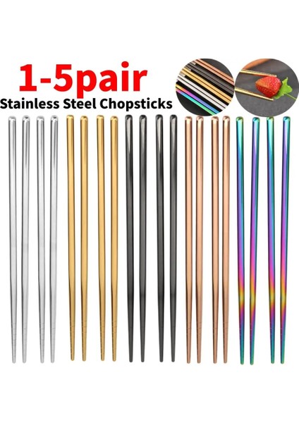 1 Adet Gümüş 1-5 Çift Paslanmaz Çelik Çubuklar Taşınabilir Kaymaz Yemek Çubukları Sofra 21CM Çin Çubuklarını Sofra Mutfak Gereçleri (Yurt Dışından) modelleri
