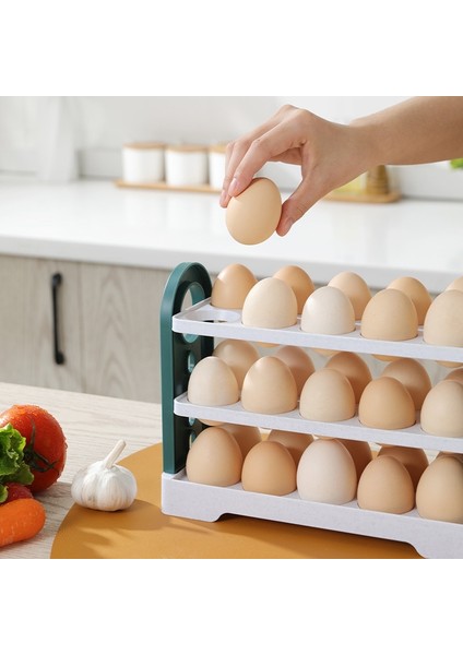 Beyaz Yumurta Saklama Kutusu 3 Katlı Çevirme Çekmecesi Yumurta Yöneticisi Büyük Kapasiteli 30 Hücreli Yumurta Rafı Buzdolabı Yan Yumurta Tepsisi Organik Madde (Yurt Dışından) fırsatları