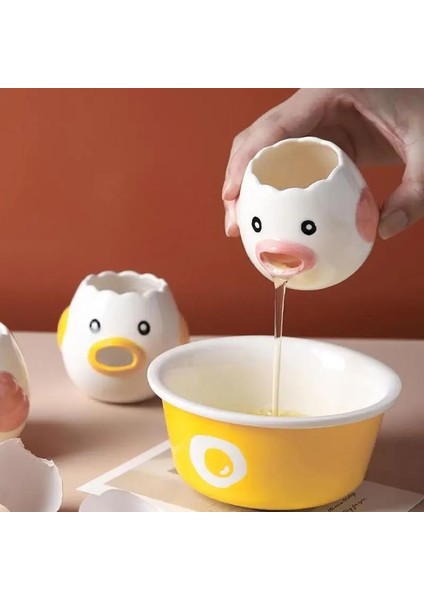 Pembe Yaratıcı Karikatür Tavuk Yumurta Sarısı Beyaz Ayırıcı Seramik Seramik Karikatür Civciv Yumurta Ayırıcı Yemek Pişirme Mutfak Gadget (Yurt Dışından) fırsatları