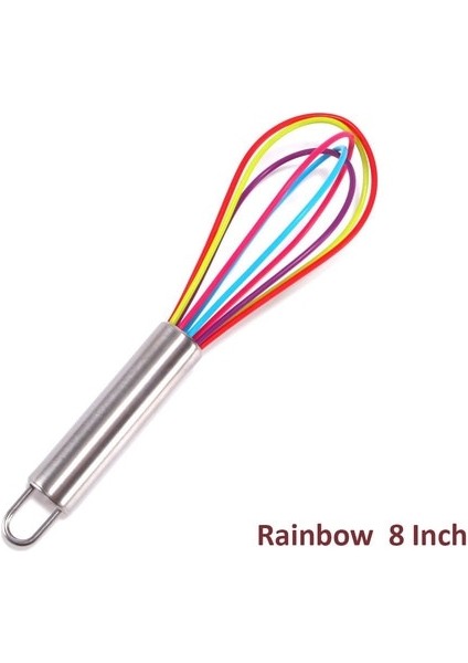 Gökkuşağı 8 Inç 1 Adet Manuel Yumurta Çırpıcı Paslanmaz Çelik Silikon Balon Çırpma Krem Mikser Karıştırma Karıştırma Çırpma Balon Bobin Tarzı Yumurta Araçları (Yurt Dışından)