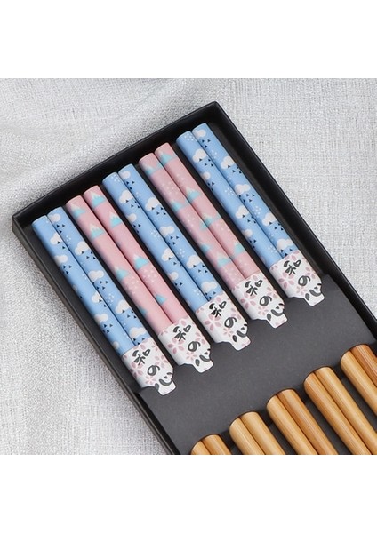 F 5 Çift 5 Çift Set Yeniden Kullanılabilir El Yapımı Bambu Japon Doğal Ahşap Çubuklarını Suşi Gıda Kedi Çiçek Çok Renkli Ahşap Çubuklarını (Yurt Dışından)