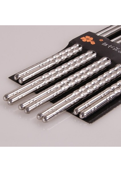 Konu 5 Çift Paslanmaz Çelik Kare Yemek Çubukları Çin Şık Sağlıklı Hafif Metal Kaymaz Tasarım Mutfak (Yurt Dışından)