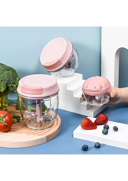 L-Blue Mini Işlemci Sarımsak Basın Blender Mutfak Doğrama Sebze Doğrama Için Havaneli Blender ile Kesme Harcı Gıda Gereçleri Somun (Yurt Dışından)