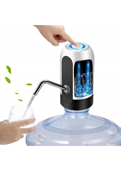 Siyah Taşınabilir Su Sebili Elektrikli Pompa USB Şarj Su Pompası 5 Galonluk Şişe Uzatma Hortumu ile Namlulu Su Araçları (Yurt Dışından) fiyatları