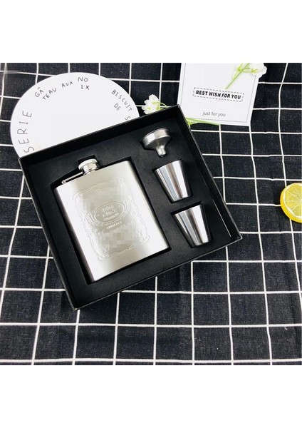 A-Set1 Sıcak Satış Bpa Ücretsiz 7 Oz Viski Künye Viski Votka Flagon 304 Paslanmaz Çelik Alkol Likör Cep Şişesi Festivali Hediye Kutusu Seti (Yurt Dışından)