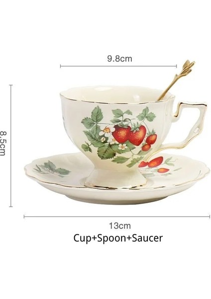 C-250 ml Avrupa Çay Bardağı ve Tabakları Seti Seramik Kupa Kahve Fincanı Seti Tatlı Tabağı Kaşık Böcek Bts Fincan Drinkware Demlik Espresso Bardak (Yurt Dışından)