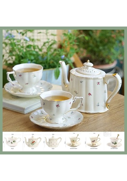 C-250 ml Avrupa Çay Bardağı ve Tabakları Seti Seramik Kupa Kahve Fincanı Seti Tatlı Tabağı Kaşık Böcek Bts Fincan Drinkware Demlik Espresso Bardak (Yurt Dışından)