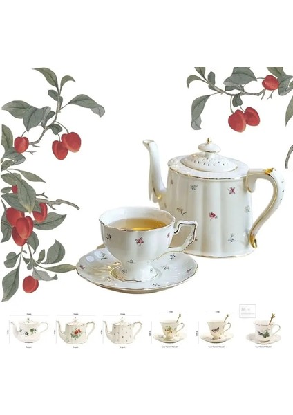C-250 ml Avrupa Çay Bardağı ve Tabakları Seti Seramik Kupa Kahve Fincanı Seti Tatlı Tabağı Kaşık Böcek Bts Fincan Drinkware Demlik Espresso Bardak (Yurt Dışından)