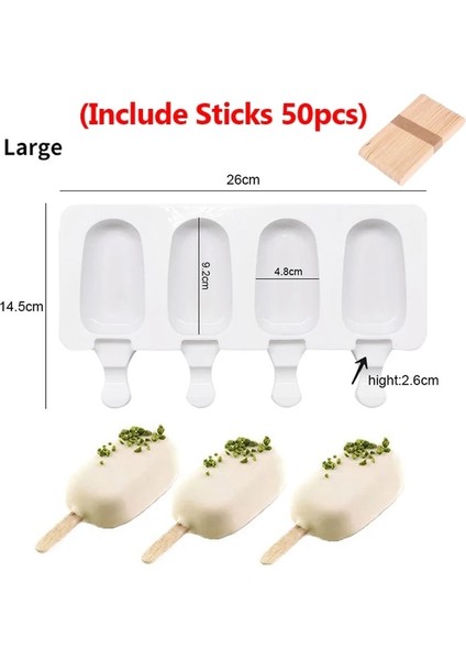 Set 2 4/8 Delik Silikon Dondurma Kalıp Buz Küpü Popsicle Kalıpları Sopalarla Dıy Tatlı Kek Kalıpları Ev Yapımı Araçları Dondurma Yapımcıları (Yurt Dışından)