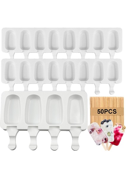 Set 2 4/8 Delik Silikon Dondurma Kalıp Buz Küpü Popsicle Kalıpları Sopalarla Dıy Tatlı Kek Kalıpları Ev Yapımı Araçları Dondurma Yapımcıları (Yurt Dışından) fiyatları