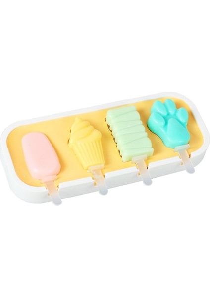 G 4 Hücre Büyük Boy Silikon Dondurma Kalıp Popsicle Kalıpları Dıy Ev Yapımı Tatlı Dondurucu Meyve Suyu Buz Pop Maker Kalıp Sopalarla (Yurt Dışından)