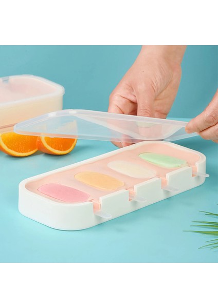G 4 Hücre Büyük Boy Silikon Dondurma Kalıp Popsicle Kalıpları Dıy Ev Yapımı Tatlı Dondurucu Meyve Suyu Buz Pop Maker Kalıp Sopalarla (Yurt Dışından)