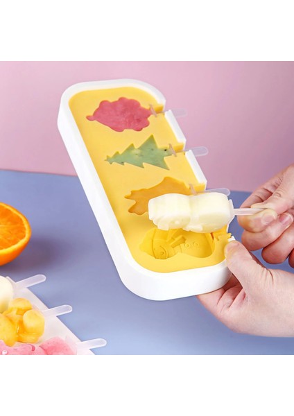 G 4 Hücre Büyük Boy Silikon Dondurma Kalıp Popsicle Kalıpları Dıy Ev Yapımı Tatlı Dondurucu Meyve Suyu Buz Pop Maker Kalıp Sopalarla (Yurt Dışından)