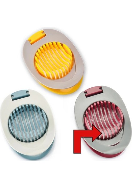 Kırmızı Paslanmaz Çelik Yumurta Dilimleyici Sert Haşlanmış Yumurtalar Için Yumurtayı Dilimlere Kolayca Keser Çok Fonksiyonlu Kalıp Kesici Artefakt Aletler (Yurt Dışından)