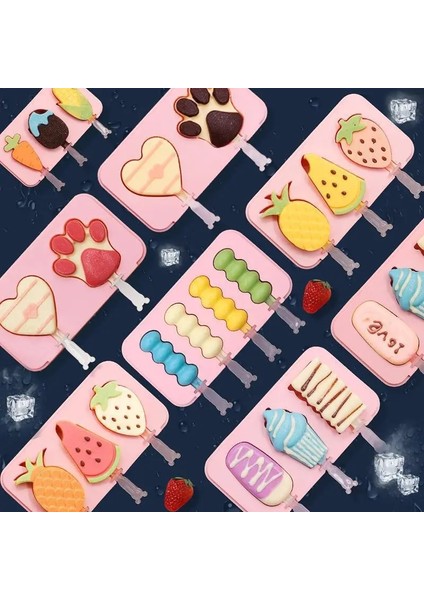 G Silikon Dondurma Kalıp Popsicle Siyam Kalıpları Kapaklı Dıy Ev Yapımı Buz Lolly Kalıp Karikatür Sevimli Görüntü El Yapımı Mutfak Aletleri (Yurt Dışından) indirimleri