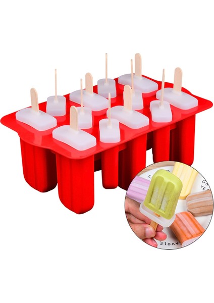 Kırmızı Gıda Sınıfı Silikon Dondurma Kalıp Yeniden Kullanılabilir Popsicle Silikon Kalıplar Ev Yapımı Dondurucu Buz Pop Kalıp Çocuklar Için Sopalarla (Yurt Dışından) fiyatları