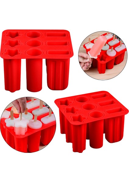 Kırmızı Gıda Sınıfı Silikon Dondurma Kalıp Yeniden Kullanılabilir Popsicle Silikon Kalıplar Ev Yapımı Dondurucu Buz Pop Kalıp Çocuklar Için Sopalarla (Yurt Dışından) indirimleri