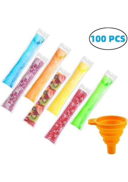 100 Adet Tek Kullanımlık Buz Popsicle Kalıp Çanta Bpa Ücretsiz Dondurucu Tüpler Fermuarlı Mühürler Yoğurt Çubukları Meyve Suyu Meyve Smoothies Buz Şeker Pops (Yurt Dışından)
