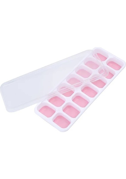 Pembe 2 Adet 14 Bölmeli Kapaklı Yumuşak Alt Silikon Buz Küpü Kalıp Dıy Kolay Serbest Bırakma Yaz Ev Yapımı Buz Küpü Kutusu Buz Kalıbı Kalıp (Yurt Dışından)