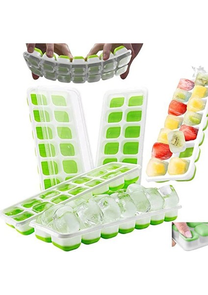 Pembe 2 Adet 14 Bölmeli Kapaklı Yumuşak Alt Silikon Buz Küpü Kalıp Dıy Kolay Serbest Bırakma Yaz Ev Yapımı Buz Küpü Kutusu Buz Kalıbı Kalıp (Yurt Dışından) fırsatları