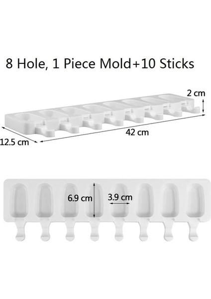 Stil 1 8 Hücreler Gıda Sınıfı Silikon Dondurma Kalıp Ev Yapımı Popsicle Kalıpları Dıy Tatlı Dondurucu Meyve Suyu Buz Küpü Makinesi Kalıp ve Sopa (Yurt Dışından)