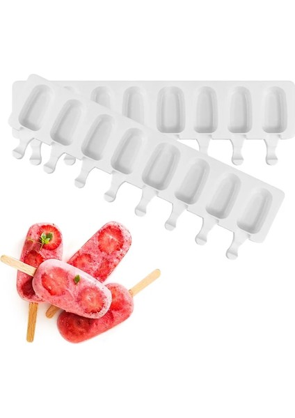 Stil 1 8 Hücreler Gıda Sınıfı Silikon Dondurma Kalıp Ev Yapımı Popsicle Kalıpları Dıy Tatlı Dondurucu Meyve Suyu Buz Küpü Makinesi Kalıp ve Sopa (Yurt Dışından)