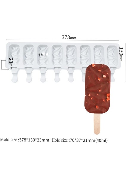 Stil 1 8 Hücreler Gıda Sınıfı Silikon Dondurma Kalıp Ev Yapımı Popsicle Kalıpları Dıy Tatlı Dondurucu Meyve Suyu Buz Küpü Makinesi Kalıp ve Sopa (Yurt Dışından)