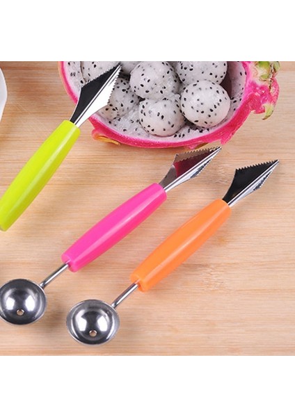 Pembe 2 In1 Çift Kafalı Paslanmaz Çelik Oyma Bıçağı Meyve Karpuz Dondurma Balye Kepçe Yığınları Kaşık Ev Mutfak Aksesuarları (Yurt Dışından)