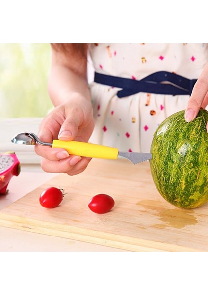 Pembe 2 In1 Çift Kafalı Paslanmaz Çelik Oyma Bıçağı Meyve Karpuz Dondurma Balye Kepçe Yığınları Kaşık Ev Mutfak Aksesuarları (Yurt Dışından)