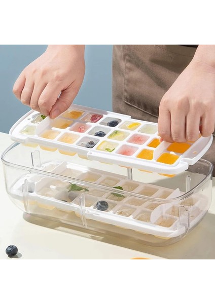 24 Hücre Sarı 2 In 1 Buz Küpü Yapma Kalıp Silikon Pres Tipi Buz Kübik Makinesi Dıy Yaratıcı Mutfak Alet Yaz Soğutma Içeceği Buz Tepsisi Aracı (Yurt Dışından)