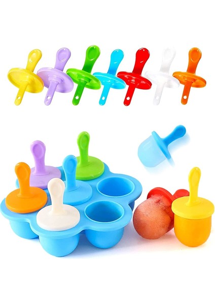 Bir 1 Adet 7 Delik Silikon Dıy Dondurma Pops Kalıp Dondurma Topu Makinesi Popsicles Kalıpları Bebek Meyve Sallamak Ev Mutfak Aksesuarları Aracı (Yurt Dışından)