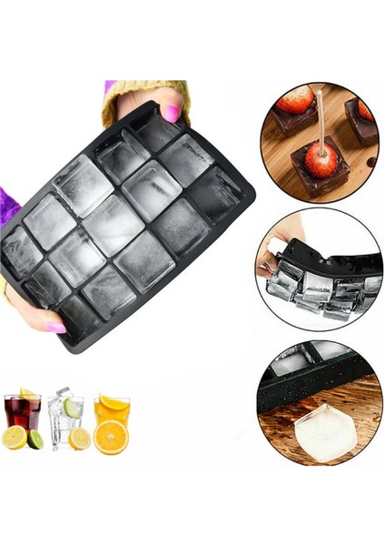 6 Izgara 4/6/8/15 Izgara Büyük Buz Tepsisi Kutusu Jumbo Büyük Gıda Sınıfı Silikon Buz Küpü Kare Tepsi Kalıp Diy Bar Pub Şarap Buz Blokları Makinesi Modeli (Yurt Dışından)