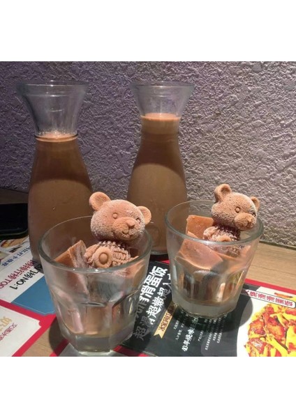 Rose L 100ML 1 Adet Ayı Buz Küpü Tepsi Kalıp Ev Buz Yapım Makinesi Silikon Kutu Kahve Dondurma Kalıp Ayı Karikatür Viski Şarap Içecek Kahve Dekor (Yurt Dışından) modelleri