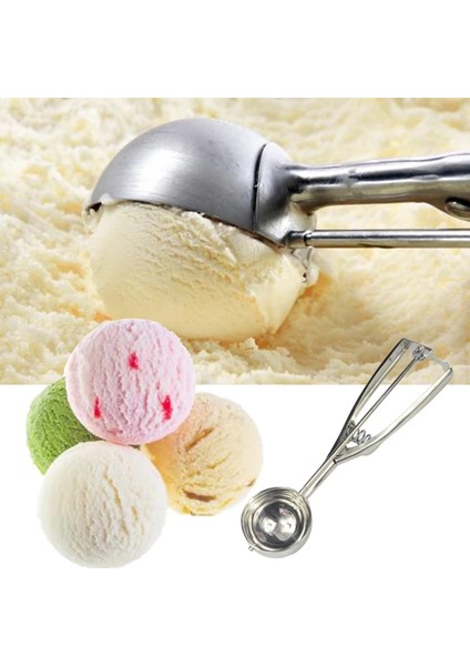 M Kurabiye Kaşık Seti Profesyonel Ağır Meyve Muffin Kurabiye Kaşık Paslanmaz Çelik Dondurma Kaşık Tetik ile 3'lü Set (Yurt Dışından)