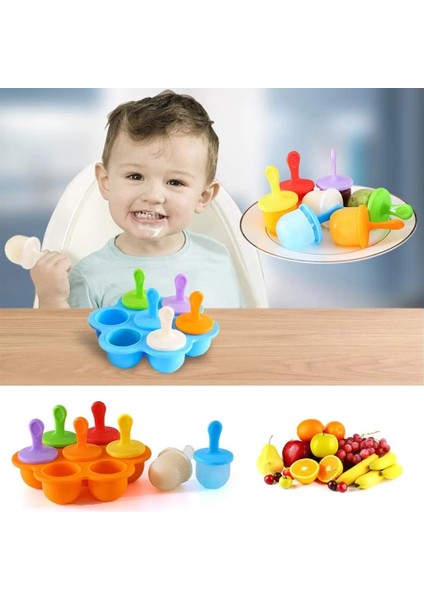 Bir 1 Adet 7 Delik Silikon Dıy Dondurma Pops Kalıp Dondurma Topu Makinesi Popsicles Kalıpları Bebek Meyve Sallamak Ev Mutfak Aksesuarları Aracı (Yurt Dışından)