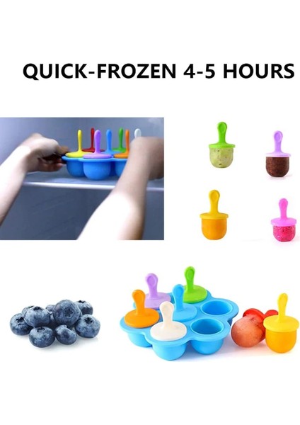 Bir 1 Adet 7 Delik Silikon Dıy Dondurma Pops Kalıp Dondurma Topu Makinesi Popsicles Kalıpları Bebek Meyve Sallamak Ev Mutfak Aksesuarları Aracı (Yurt Dışından)